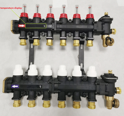 Manifold Pemanas Lantai Plastik Pengukur Manifold Pemanas Ufh 2-12 Cabang